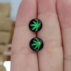 420 Cannabis Leaf Stud Earrings